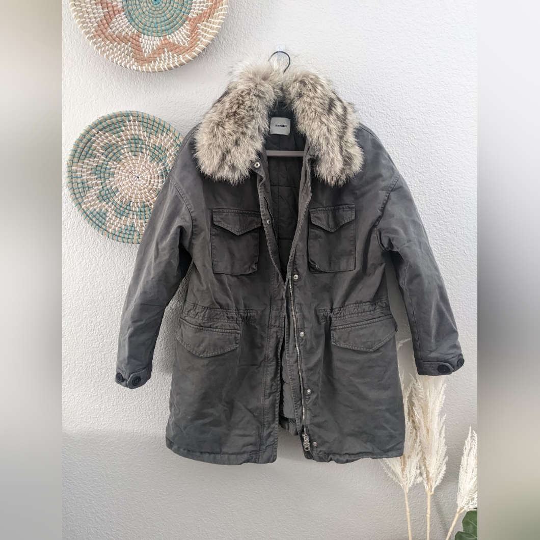 Lempelius Green Parka Xs With Detachable Coyote Fur Collar